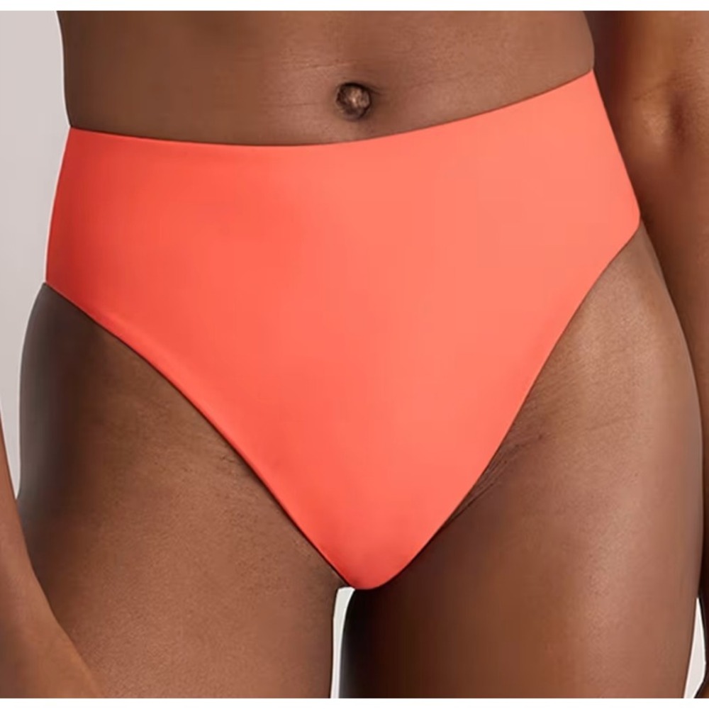 quince italian high-rise high-leg bikini bottom sunset orange, women size medium